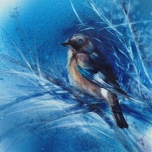 Original watercolor painting bird Jay art,Painting Realism Bird,Winter Nature art,Wall art Original,Jay painting,Bird art,bird watercolor
