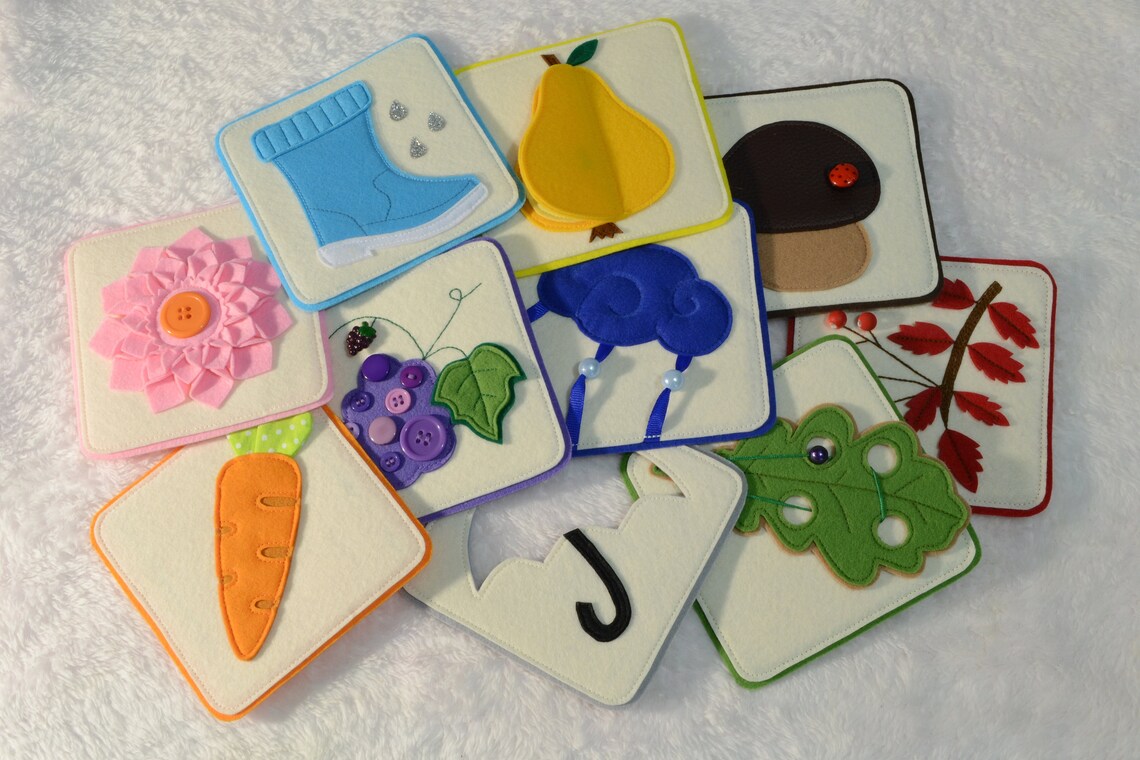 Set of quiet learning cards for kids Autumn. Etsy