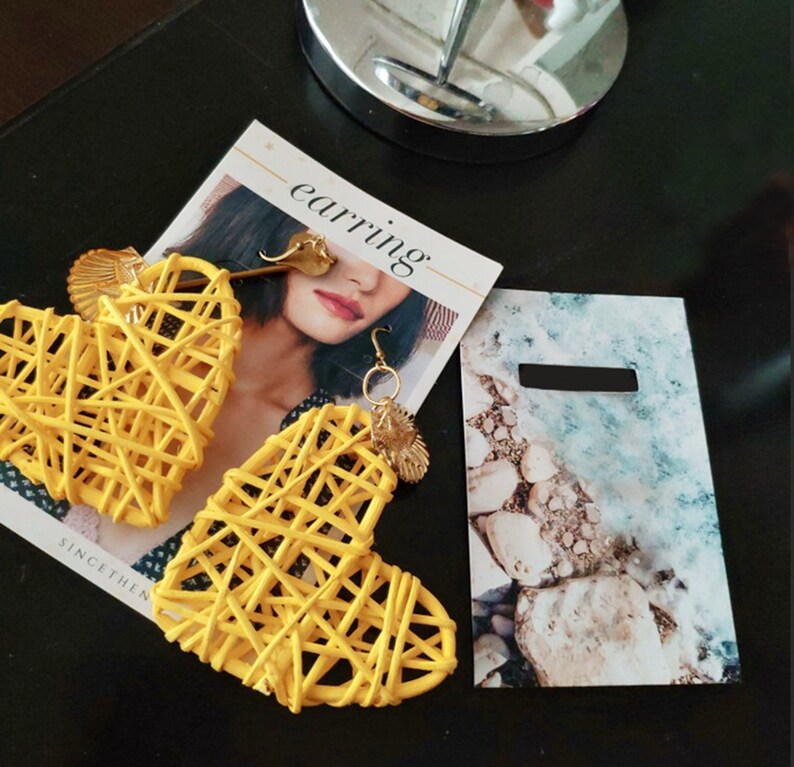 Heart irregular Earrings Hoops Drop Dangle,Yellow