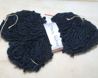 Hand-spun Artyarn yarn yarn - Yarn - Hand-spun - Fancy art thread navy blue and black merino curls