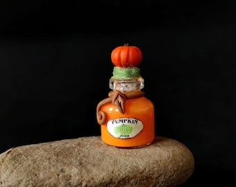 Miniature Pumpkin Juice Bottle - RPG, LARP, geeky collectables, geeky gift, Miniature potions, Role Playing Game, magical gift, potions