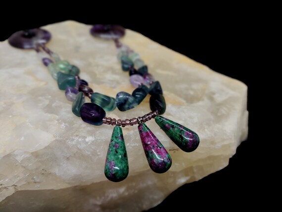 Green purple Bohemian Crystal Necklace Crystals Oriental Necklace