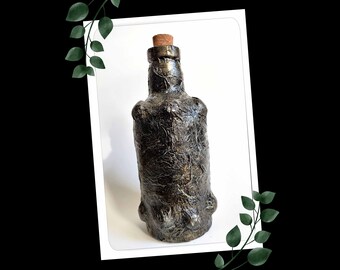 Black Bottle, Whiskey Bottle, Decorative Bottle, LARP Accessories, Decorative Vase, Papier Mache Bottle, Wine Bottle, Gift Bottle