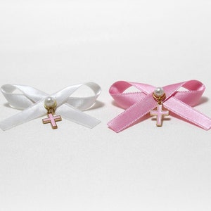 Martyrika, 10 pcs Baptism pins - lapel pins, Witness pins gold cross with pink enamel