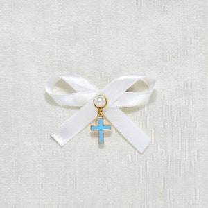 Baptism Martyrika, 10 pcs Witness pins baptism gold cross with blue enamel, lapel pins