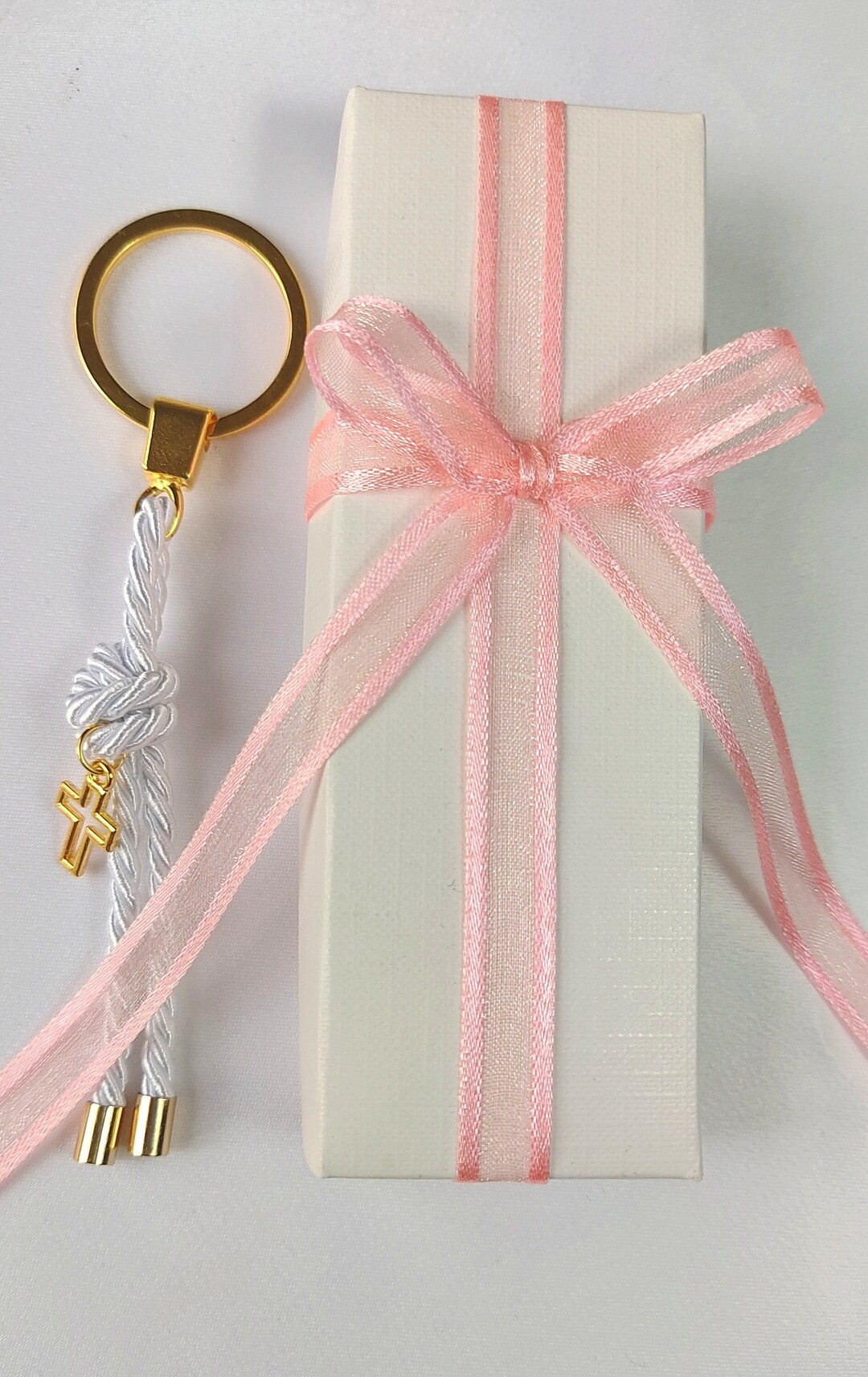 10 Pcs Keychain Baptism Favors Gold Cross Evil Eye - Christening Favors ...