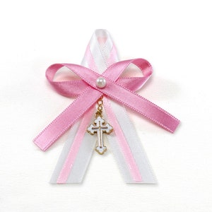 Martyrika pins baptism girl - white enameled cross - witness pins baptism - Greek Orthodox girl Baptism
