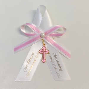 10 Personalized witness pins baptism girl - Personalized martyrika pink cross - Greek Orthodox girl Baptism - personalized baby shower favor