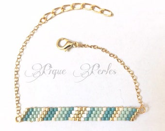 Bracelet en perles miyuki et chaine acier inoxydable.