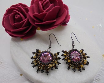 Swarovski Ohrringe in Rosa und Gold/Bronze