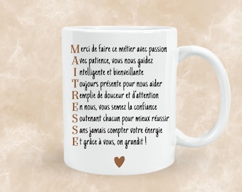 Mug à personnaliser Maîtresse, Maître & Atsem / Acrostiche personnalisé / Idée cadeau originale et unique / Remerciements / Année scolaire