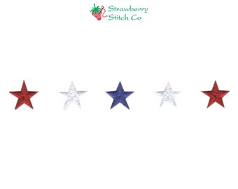 Star Border Design, Machine Embroidery, Patriotic Stars, Red White and Blue, Instant Download, 4th of July, Independence Day