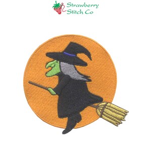 Bruja y Luna, Diseño de bordado, Bruja y escoba, Bordado de máquina, Diseño de Halloween, Bruja malvada, Truco o Trato, Luna Llena