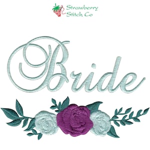 Bride Embroidery, Wedding Floral, Embroidery Design, Machine Embroidery, Bride Script Design, Floral Bride Design, Bride Stock Design