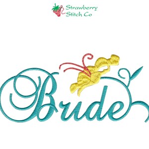 Bride Embroidery, Embroidered Design, Bride Script, Machine Embroidery, Wedding Floral, Personalized Wedding, Lily Bride, Bride Floral