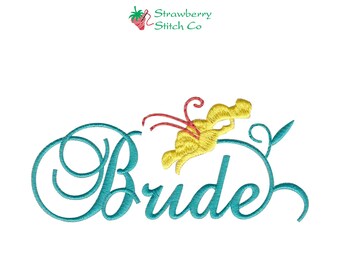 Bride Embroidery, Embroidered Design, Bride Script, Machine Embroidery, Wedding Floral, Personalized Wedding, Lily Bride, Bride Floral