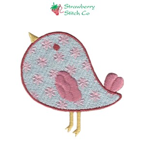 Flowered Baby Bird Embroidery Design