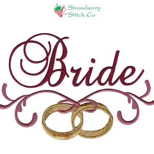 Bride Script Design, Embroidery Design, Wedding Embroidery, Wedding Ring Design, Machine Embroidery, Bride Script, Instant Download