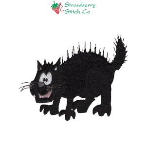 Black Scared Cat, Halloween Design, Bad Luck Kitten, Machine Embroidery, Spooky Cat, Black Cat, Cartoon Animal, Wildlife, Halloween Spirit
