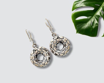 Sterling Silber Kreis Ohrringe, Handgemachter stylischer Silberschmuck für Mädchen, Weihnachtsgeschenk, Valentinstag Geschenk
