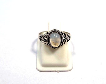 Vintage Black Onyx Ring Moonstone Ring,925 Sterling Silver Ring,Filigree /& Statment Ring,Christmas gift,Valentine Day gift,Anniversery Ring