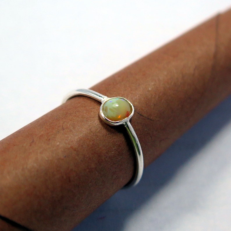 925 Sterling Silver Ring Christmas gift,Valentine/'s Day gift Ethiopian Opal Ring Stacking Opal Ring,opal ring for girls /& womens