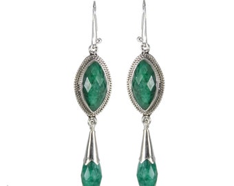 Dyed Emerald gemstone earrings, 925 sterling silver jewellery for womens & girls,handmade jewellery,Christmas gift,Valentine's Day gift