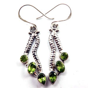 Natural Peridot Gemstone Earrings, Drop & Dangle Earrings, 925 Sterling Silver Jewelry, Anniversary Gift, Earrings For Her