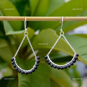 Exquisite Black Onyx Earrings, Black Gemstone Earrings, Drop & Dangle Earrings, 925 Sterling Silver Jewelry, Wedding Gift, Earrings For Her