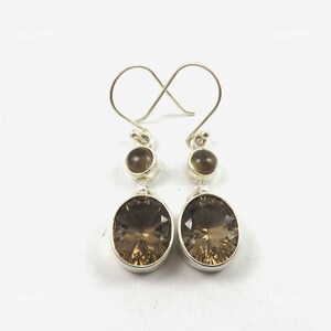 Elegant Smoky Quartz Earrings, Brown Gemstone Earrings, Drop & Dangle Earrings, 925 Sterling Silver Jewelry, Wedding Gift, Earrings For Love