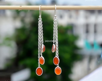 Handgemachte Karneol Ohrringe: Sterling Silber Schmuck