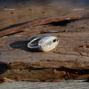 Exquisite Cowrie Shell boho Ring Size 5,6,7,8,9, White Gemstone Ring, Promise Ring, 925 Sterling Silver Jewelry, Wedding Gift, Ring For Her