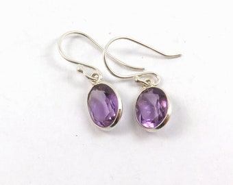 Elegant looking Natural Amethyst gemstone earrings, 925 sterling silver handmade jewellery , dangle earrings Valentine's Day gift for her