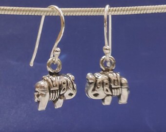 Oxidized Sterling Silver Elephant Earrings: Handcrafted Animal Dangle