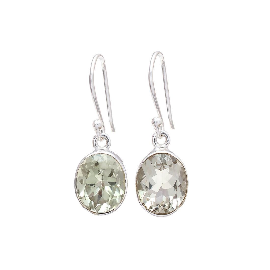 Orecchini A Perno In Argento 925 Con Ametista Verde 9x7 Mm | Fatto A Mano, Ipoallergenici, Regalo