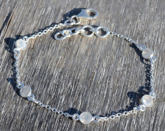 Moonstone Bracelet,925 Sterling Silver Bracelet,Christmas gift,Daily Wear Bracelet,Birthday Gift,Anniversery gift,Mothers day gift,7.5 inchs