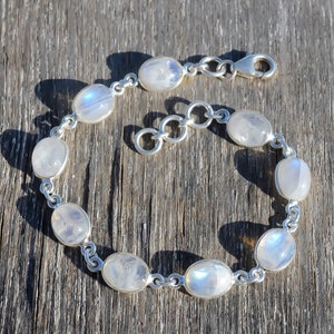 Elegant Moonstone boho Bracelet, White Gemstone Bracelet, Chain Bracelet, 925 Sterling Silver Jewelry, Anniversary Gift, Bracelet For Love