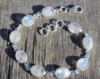 Moonstone Bracelet,925 Sterling Silver Bracelet,Christmas gift,Daily Wear Bracelet,Birthday Gift,Anniversery gift,Mothers day gift,7.5 inchs