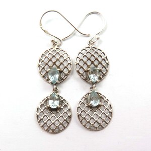 Rare Blue Topaz Earrings, Sky Blue Gemstone Earrings, Drop & Dangle Earrings, 925 Sterling Silver Jewelry, Wedding Gift, Earrings For Mother