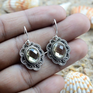 Green Amethyst Earring ,925 Sterling Silver ,Prasiolite earing ,Oxidized Silver Handmade Earrings,Valentine day gift,.Gift For Her