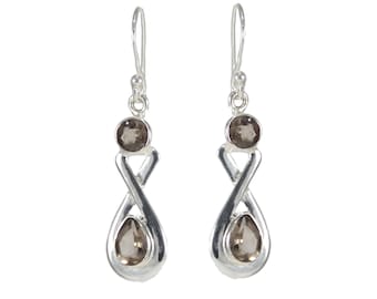 Smoky Quartz Drop Earrings: 925 Sterling Silver Coffee Gemstone