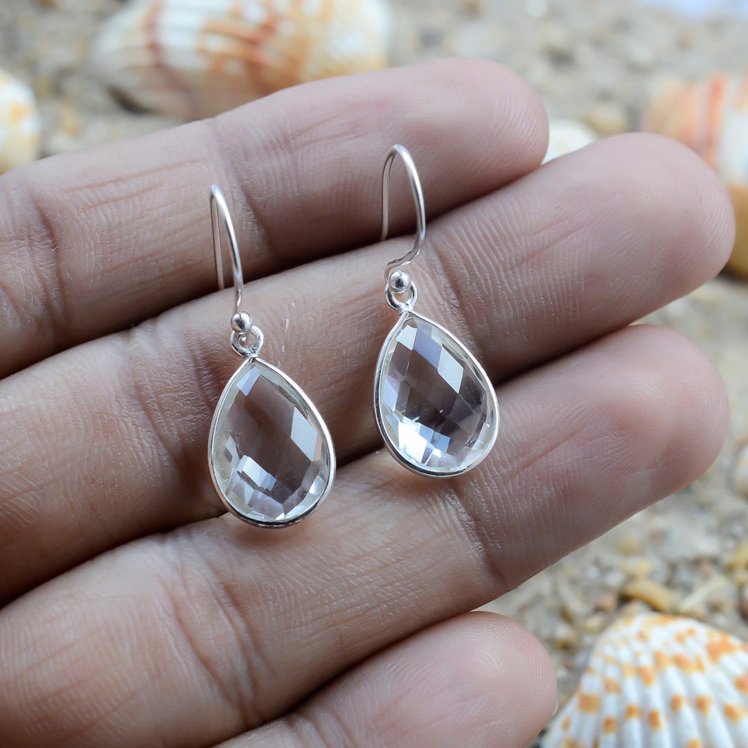 [VINTAGE HOLLYWOOD] 925 Silver☆Klias Gemstone Earrings Vintage Antique Women's Sterling Silver Rose Quartz Stone