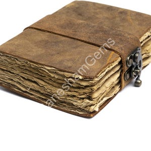 Diario in pelle vintage - Diario delle streghe, Diario vintage con chiusura a lucchetto, Diario del libro delle ombre, Diario Grimorio, Carta antica con bordo frastagliato