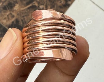 Pure Copper Ring, Thick Plan Copper ring Handmade Solid Copper ring Finger Square Ring Chunky Ring Stacking Ring, Woman &#39;s Men Jewelry Gifts