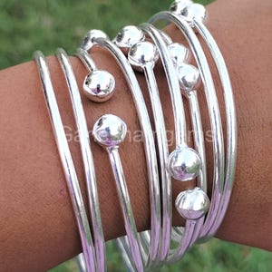 Set Of 7 Bangles, Thick West Indian Bangles, Sterling Silver Bangles, Adjustable Bangle, West Indian Silver Bangles, Boho bangles for women
