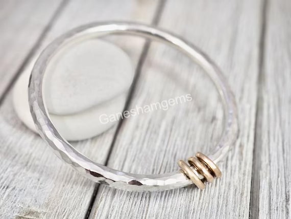925 Silver Bangle | Very heavy silver bangle with links | Solid sterling silver bangle | Chunky silver bracelet | Gift for wife | Handmade