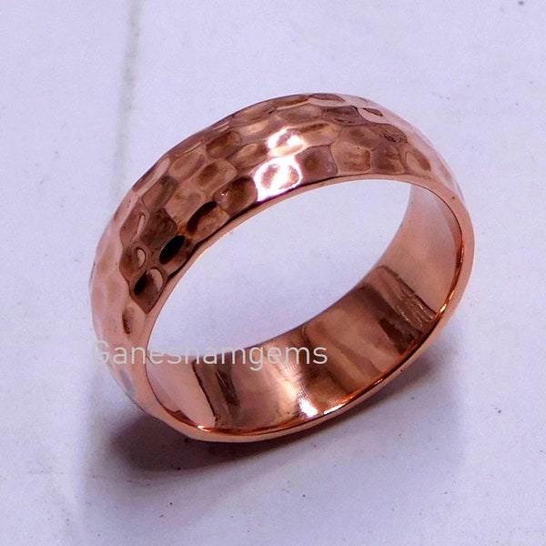 Copper Band Ring, Hammered Copper Band Ring ,Pure Copper Ring ,Hammered Ring,Men's Ring red Copper Ring ,Hammered Vintage Copper Jewelry