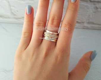 Spin Ring* 925 Sterling Silver Spinner Ring for Women* Statement Ring* Handmade Ring* Anxiety Ring* Meditation Ring* Midi Finger Ring
