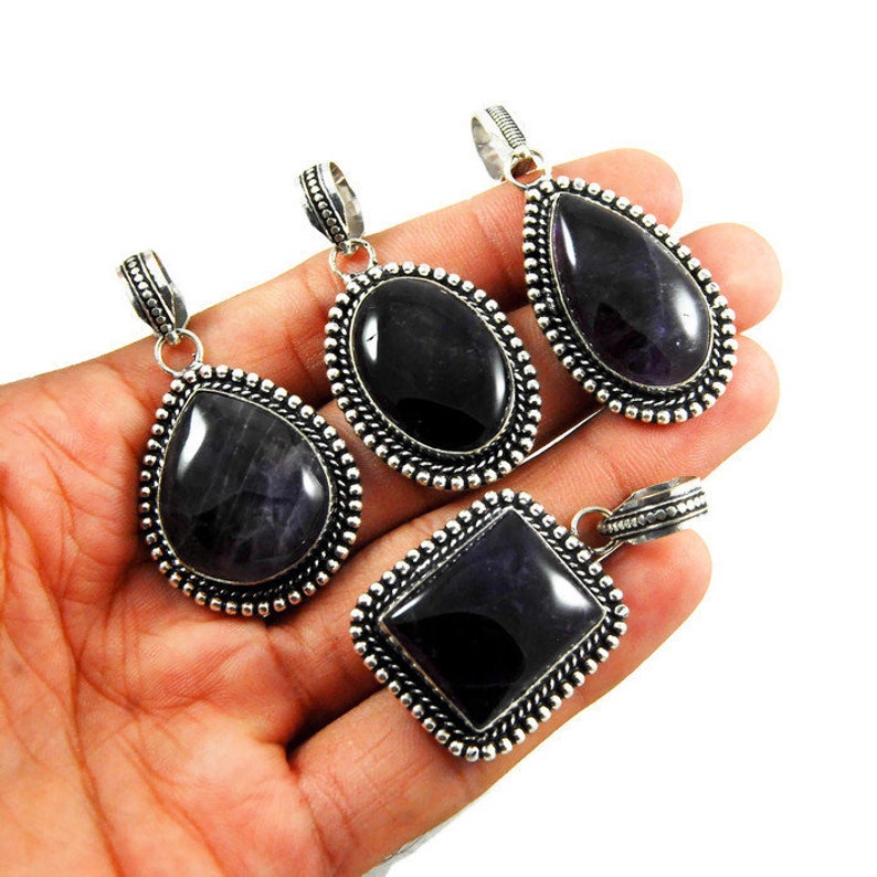 Mix Shapes /& Size Pendants Jewelry Purple Amethyst Pendants Silver Plated Brass Pendants Natural Amethyst Pendants Wholesale Lot !