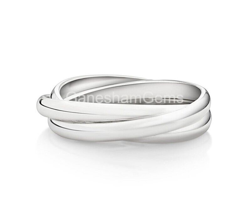 Interlocking 925 Sterling Silver Ring, Triple Band Ring